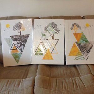 Abstract prints on canvas, set of 3